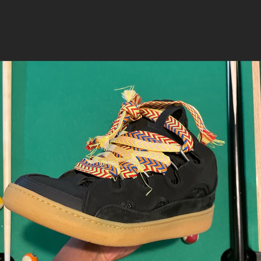 Stylish Black Sneakers with Colorful Laces